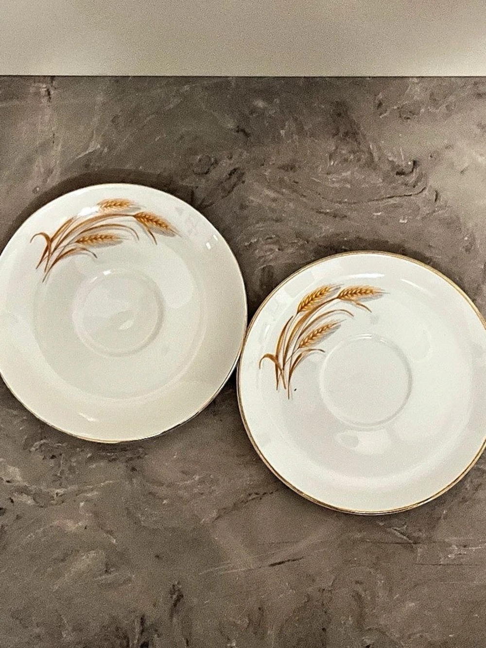 Vintage Homer Laughlin Golden Wheat Bread & Butter Plates, Set of Two 22k Gold T